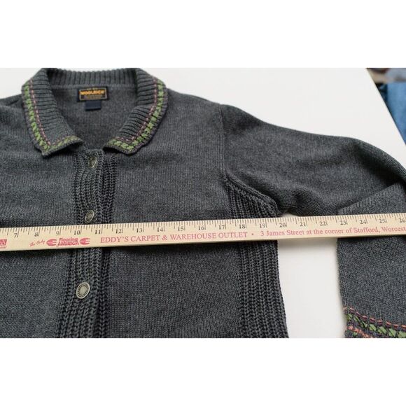 Woolrich Women's Charcoal Heather Cardigan Sweater S buttons collar - Picture 6 of 7